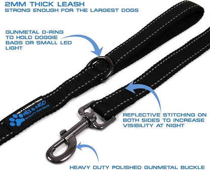 Max and Neo Reflective Nylon Dog Leash - We Donate a Leash to a Dog Rescue for Every Leash Sold (Black, 6 FT)