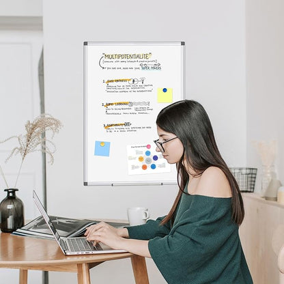 WALGLASS Double-Sided White Board, Dry Erase Board Magnetic Whiteaboard for Wall, Hanging Mounted Whiteboard Silver Aluminium Frame for Home, School, Office, Kitchen, 18''x12''
