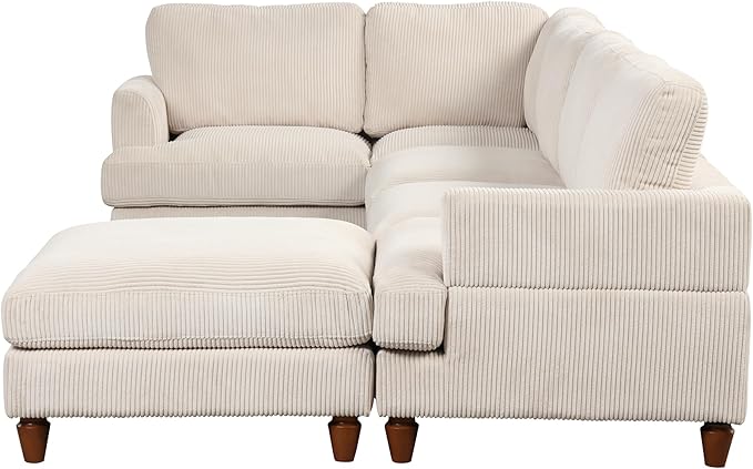 Eafurn Free Combination Symmetrical Modular Sectional Sofa with Movable Ottoman,Corduroy Upholstered Convertible Sleeper Couch,6 Seater Oversized Reversible Corner Sofa&Couch for Living Room Office
