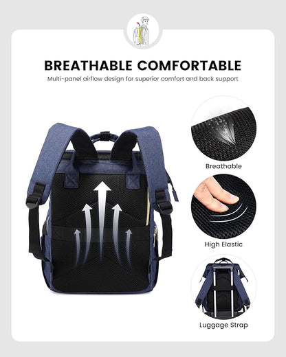 LOVEVOOK 17.3 Inch Laptop Backpack, Large Travel Backpack for Women, Water Resistant Teacher Backpack with Laptop Compartment, Professional Business Work bags with Charger, Navy Blue