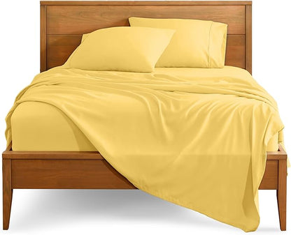 Bare Home King Sheet Set - Luxury 1800 Ultra-Soft Microfiber King Bed Sheets - Double Brushed - Deep Pockets - Easy Fit - 4 Piece Set - Bedding Sheets & Pillowcases (King, Lemon Drop)