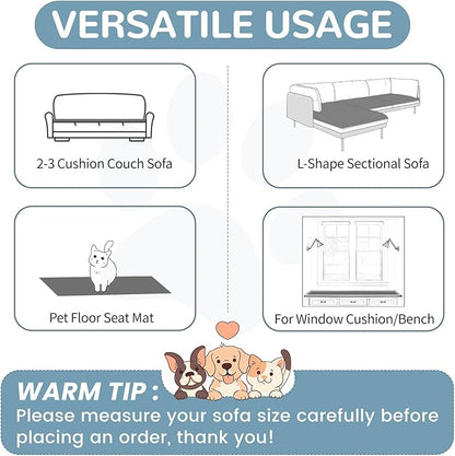 OTOB Couch Cover for Dogs Washable, Non Slip Plush Sofa Covers for 3 Cushion Couch, Fuzzy Pet Friendly Mat Bed Furniture Protector Sofa Slipcover, All Seasons (Dark Gray, 27.6" x 70.9")