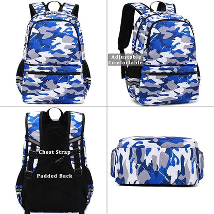DSIUE Backpacks for Boys School Bags for Kids Elementary Bookbag and Lunch Box Set Camo Red