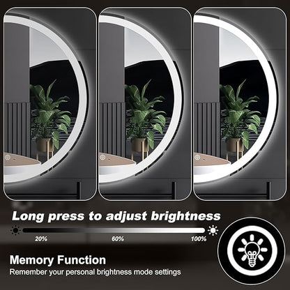 Simple Deluxe Round LED Bathroom Mirror with Lights, Smart Anti-Fog LED Bathroom Mirror with Circular Dual Lights and 3-Color Temperature Memory dimming (30inch)