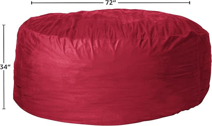 Sofa Sack Bean Bag Chair Cover Only, for Adults and Kids, Without Filling Comfy Fluffy Round or Oval Beanbag Chair Cover Replacement, Lazy Sofa Cover for Reading Chair or Floor Chair, 6-Feet, Cinnabar