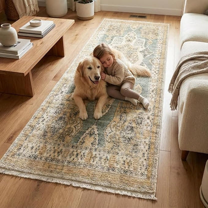 Muddy Mat짰 Monarch 2ft x 10ft Washable Area Rugs for Living Room, Bedroom & Dining Room ??Modern Soft Low Pile Non Slip Carpet ??Pet Friendly Waterproof Foldable Rugs for Home