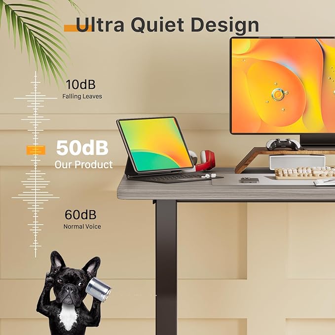 JOY worker Small Electric Standing Desk, 35" x 20" Whole Piece Height Adjustable Desk with Memory Controller, Grey Sit to Stand Desk Workstation for Home Office