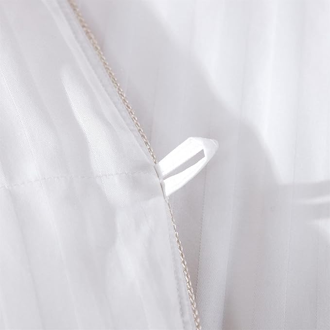 Luxurious All-Season Goose Down Feather Fiber Comforter Duvet Insert, Exquisite King White Stripe Design, Premium Baffle Box, 100% Cotton Down Proof Fabric, 65 oz. Fill Weight