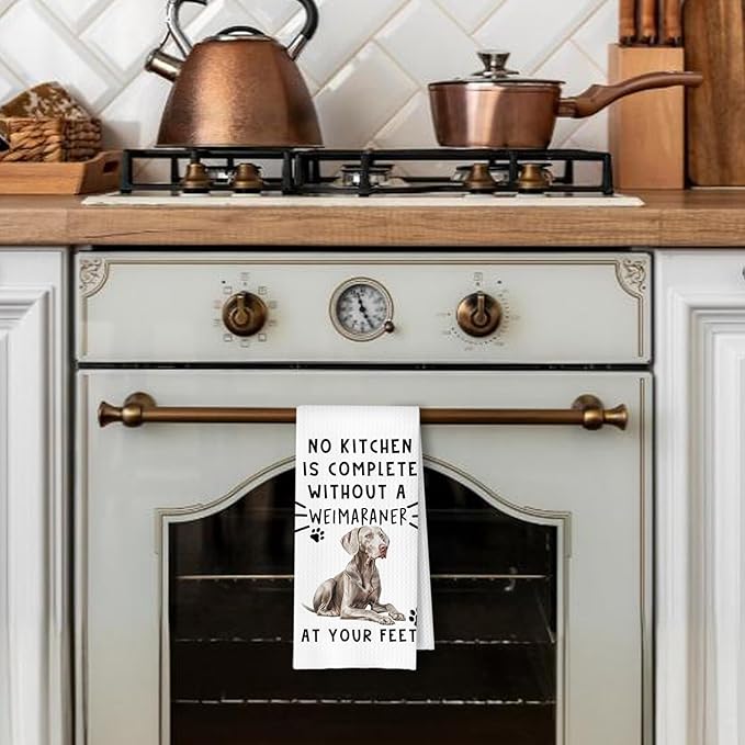 Weimaraner Funny Dog Kitchen Hand Towels - A Kitchen is Not Complete Without A Weimaraner Dish Towel Waffle Weave Hand Towels for Home Bathroom,Dog Lovers Gift,16×24 Inch
