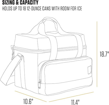 Carhartt Insulated Two Compartment Cooler, Durable Water Repellent Material W/Front Zippered Pocket for Camping, Beach & Travel