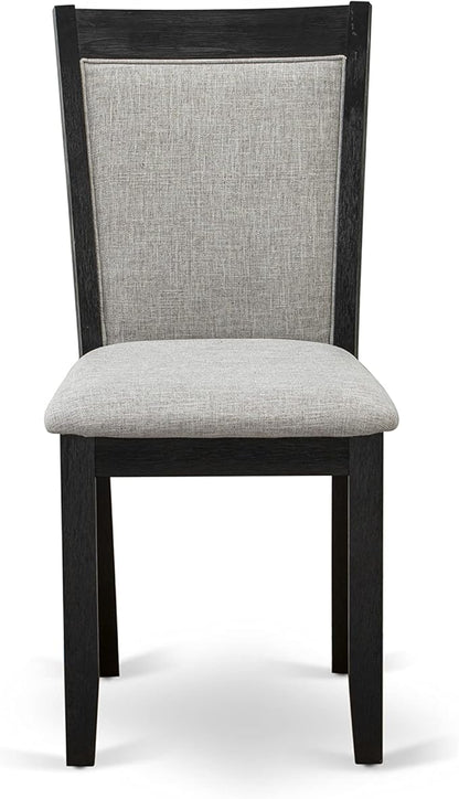 East West Furniture X627MZ606-7 7 Piece Kitchen Table Set Consist of a Rectangle Dining Table with X-Legs and 6 Shitake Linen Fabric Parsons Dining Chairs, 40x72 Inch, Multi-Color