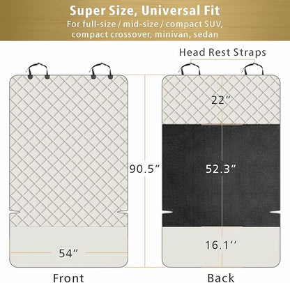 F-color SUV Cargo Liner for Dogs, Water Resistant Pet Cargo Cover Dog Seat Cover Mat for SUVs Sedans Vans with Bumper Flap Protector, Non-Slip, Large Size Universal Fit, Beige