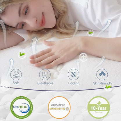 Twin XL Mattress, 12 Inch Hybrid Twin XL Size Mattresses in a Box, Gel Memory Foam and Pocket Coils Innerpring Mattress with Ergonomic Design, Cooler Sleep with Pressure Relief and Support,39"*80"*12"