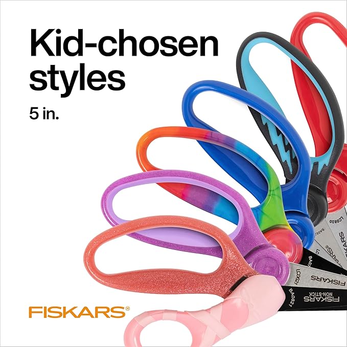 Fiskars Training Scissors for Preschoolers Ages 3+, Small Kids Safety Scissors with Training Lever, Easy to Use, Preschooler Art Supplies, Back To School, Turquoise