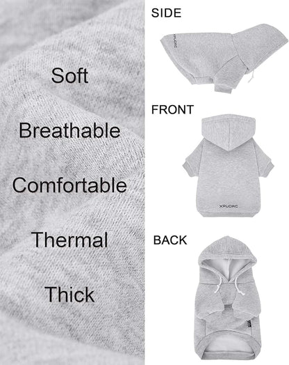 XPUDAC Matching Hoodie for Dogs and Humans Fleece Sweatshirt Soft Warm Pet Hoodie Sweater for Large Small Medium Dog and Owner Matching Clothes Cold Weather, Grey, Medium