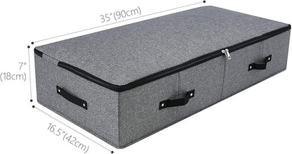 Omygarden 2PCS Foldable Blankets Clothes Comforters Storage Bin Organizer with Plastic Support Liner for Blankets, Towels, Comforter, Sweaters, Linen Sheets, Wrapping Paper, Black Grey