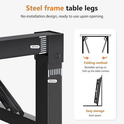SDHYL 31.5 inches Foldable Computer Desk for Home Office Workstation, Small Portable Collapsible Study and Writing Table with Metal Frame, Rustic Brown