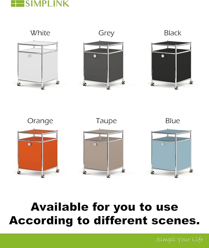 Elegant Matte Storage Cart with 22.8" Height - Perfect Side Table, Night Stand - Large Capacity with Flap Door, Detachable Wheels - Ideal for Home, Office, Bedroom, Kitchen (Taupe)