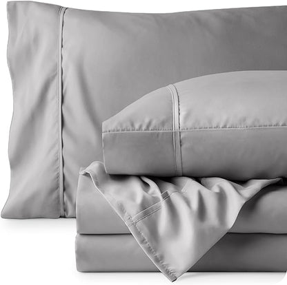 Bare Home Sheet Set - College Dorm Size - Luxury 1800 Ultra-Soft Microfiber Twin Extra Long Bed Sheets - Deep Pockets - Easy Fit - Extra Soft - 3 Piece Set (Twin XL, Light Grey)