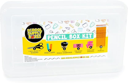 School Supply Boxes | K-5 Case (4 Boxes) | Back to School Essentials Kit for Students & Teachers | Includes Wide-Ruled Paper Products, Crayons, Markers, Colored Pencils, & More