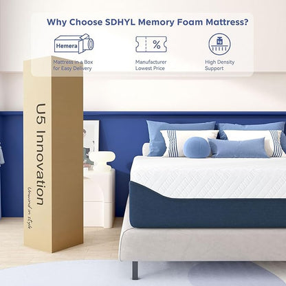 SDHYL Full Mattress, 10 Inch Gel Infused Memory Foam Mattress for Good Sleep, Bed in a Box Mid Firm CertiPUR-US Certified & Fiberglass Free, Washable Cover, 75"*54"