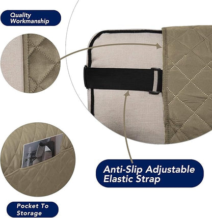 PureFit Reversible Sofa Couch Cover Water Resistant Couch Covers for 3 Cushion, Washable Furniture Cover with Non-Slip Foam and Adjustable Strap for Dogs, Pets (Sofa, Beige/Ivory)