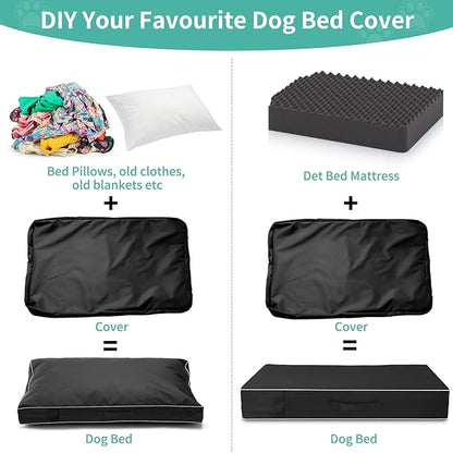 COSHNIBI Dog Bed Covers Replacement Washable,Waterproof Dog Bed Cover with Zip and Carry Handle for Dog/Cat 41''Lx29''Wx4''H-Black