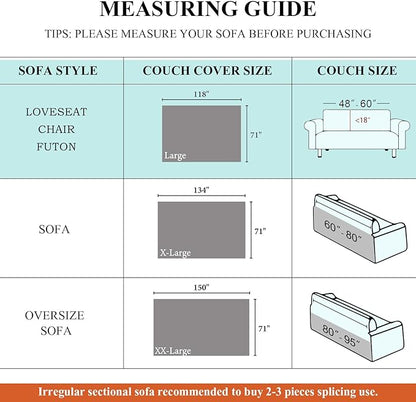 STACYPIK Blue Waterproof Sofa Cover, Anti-Slip Couch Covers for Pets, Anti-Scratch Furniture Protector for 2 Cushion Couch, Washable Leakproof Loveseat Cover for Sectional, Sofa Slipcover-71 x118IN