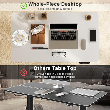 JOY worker Small Electric Standing Desk, 40" x 20" Whole Piece Height Adjustable Desk with Memory Controller, White Sit to Stand Desk Workstation for Home Office