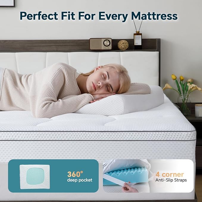 4 Inch Memory Foam Mattress Topper Full Size - Dual Layer 3 Inch Cooling Gel Memory Pad and 1 Inch Pillow Top Mattress Cover for Back Pain - 54" x 75" x 4"