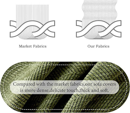 STACYPIK Breathable Matcha Green Sectional Couch Covers Thick Sofa Cover for Dogs Herringbone Pet Protector for 3 Cushion Couch L Shape Sofa Cover Futon Cover Decorative for Couch-71X134IN