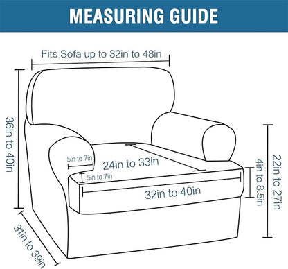 H.VERSAILTEX Sofa Cover 2 Piece T Cushion Armchair Slipcovers Thick Velvet Couch Cover Stretch T Cushion Sofa Covers for 1 Cushion Couch with 1 Individual T Cushion Covers Washable, Rust