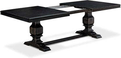 NKMA9-SBB-34, 9-pc Dining Table Set Consists of a Wooden Dining Table and 8 Dark Grey Polyester Fabric Parsons Chairs with Button Tufted Back, Sand Blasting Black Finish