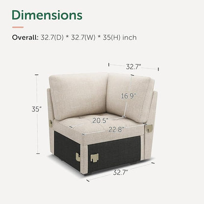 HONBAY Modular Sectional Sleeper Sofa with Pull Out Bed, Corner Seat for Sectional Couch, Beige