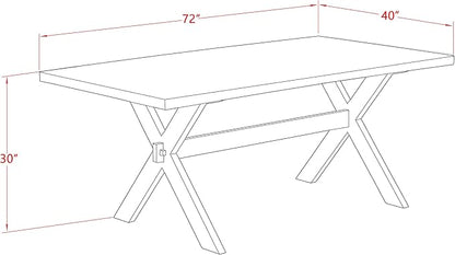 East West Furniture X077VE005-9 9 Piece Modern Dining Table Set Includes a Rectangle Wooden Table with X-Legs and 8 Grey Linen Fabric Parsons Dining Chairs, 40x72 Inch, Multi-Color