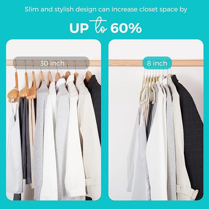 HOUSE DAY Premium Velvet Hangers 100 Pack Beige, Non-Slip Flocked Felt Hangers, Sturdy Clothes Hanger with 360° Rotatable Hook, Heavy Duty Durable Slim Coat Hanger for Closet Space Saving