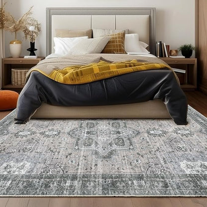 Muddy Mat짰 Blue Bell 2x7 Washable Area Rugs for Living Room, Bedroom & Dining Room ??Modern Soft Low Pile Non Slip Carpet ??Pet Friendly Waterproof Foldable Rugs for Home