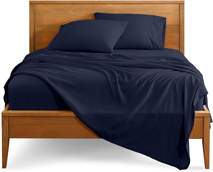 Bare Home Full Sheet Set - Luxury 1800 Ultra-Soft Microfiber Full Bed Sheets - Double Brushed - Deep Pockets - Easy Fit - 4 Piece Set - Bedding Sheets & Pillowcases (Full, Midnight Blue)