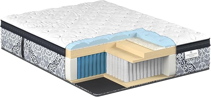 Kingsdown Cushion Firm Euro Pillow Top Hybrid California King Mattress Cooling Gel Memory Foam Layer Multi-Layered Motion Isolation Cool Sleep Quilted Top Luxury Mattresses, 15-inch, Passions Engleson