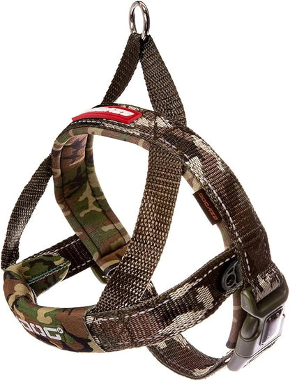 EzyDog Quick Fit Dog Harness ??No Pull Harness for Training, Everyday Walking, and Easy Control - Adjustable Fit, Reflective, and Padded (Small, Green Camo)