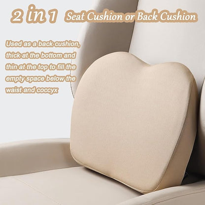 2 in 1 Wedge Car Cushions or Lumbar Support for Driving - 3.5 Inches Soft Memory Foam Driver Seat Cushion for Car Truck - Comfort Coccyx Cushion for Tailbone & Back Pain Relief, Black