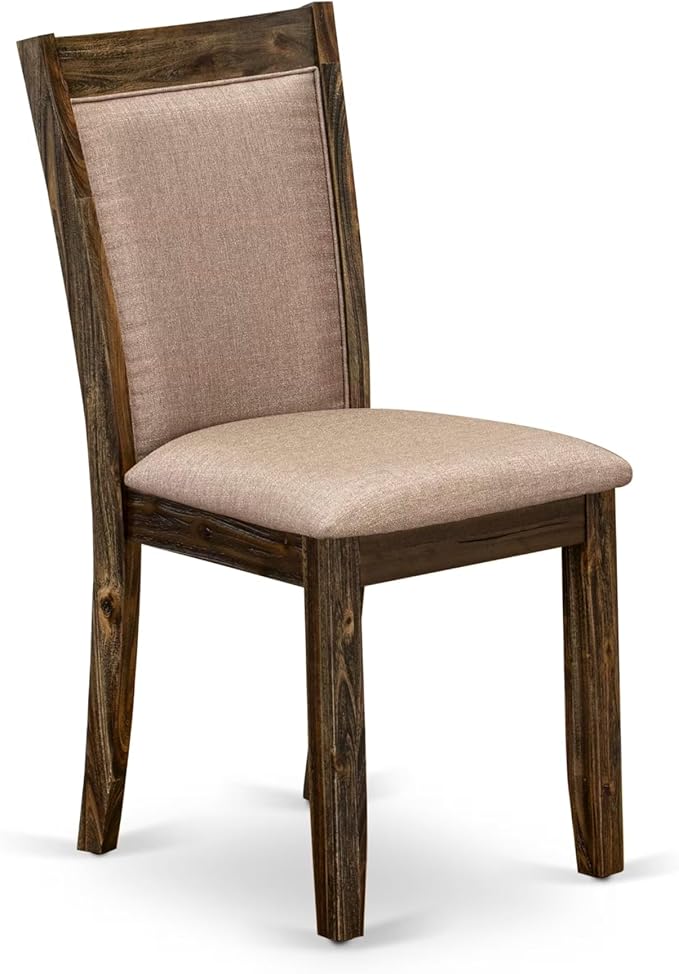 East West Furniture V797MZ716-5 5 Piece Dining Set Includes a Rectangle Dining Room Table with V-Legs and 4 Dark Khaki Linen Fabric Upholstered Parson Chairs, 40x72 Inch, Multi-Color
