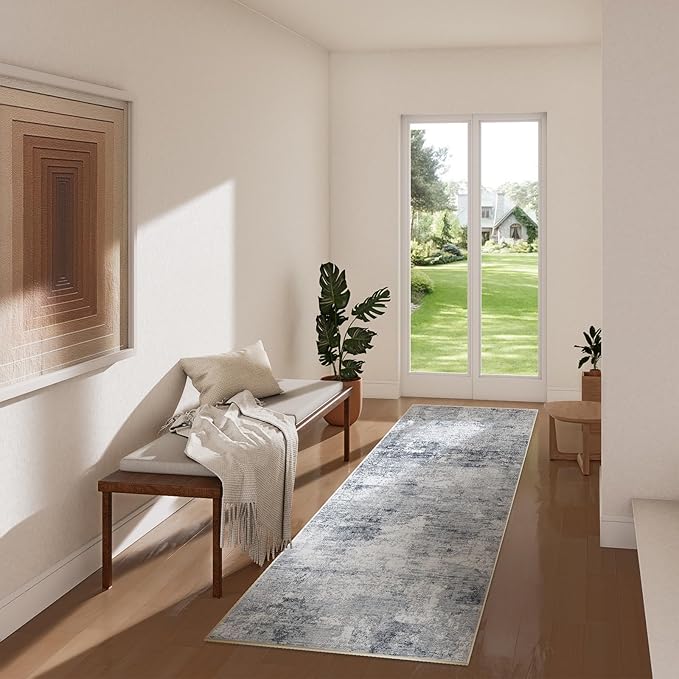 Machine Washable Runner Rugs for Kitchen: 2'x6' Hallway Runner Rug Stain Resistant Non Slip Abstract Floor Rug with Rubber Backing Non Shedding Soft Carpet Runners for Indoor Entryway Bedside Bedroom