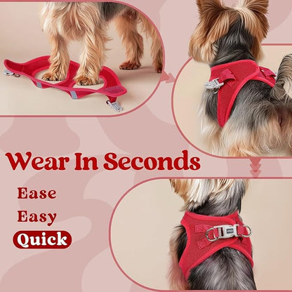 rabbitgoo Small Dog Harness, Step-in Soft Mesh Puppy Vest with Safety Buckle, Breathable Reflective Pet Harness for Small Sized Dogs, Red XS