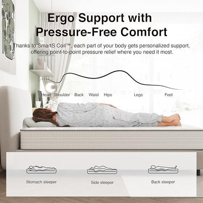 Novilla Twin XL Mattress, 8 Inch TXL Size Mattresses in a Box with Smarts™ Coil for Pressure Relief, Medium Firm Foam and Spring Hybrid Colchones with CertiPUR-US Certified for Kids