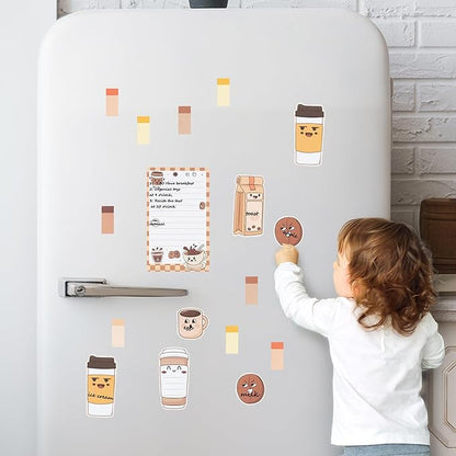B1ykin Cute Sticky Notes Set - Better Latte Than Never Self-Stick Notes Pad, 550 Sheets Writing Memo Pages Sticky Notepad for Teacher Appreciation Gifts, School Office Party Favors Supplies (Latte)