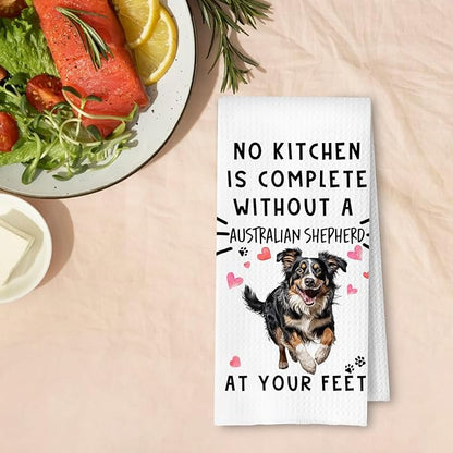 Australian Shepherd Funny Dog Kitchen Towels - A Kitchen is Not Complete Without A Australian Shepherd Dish Waffle Weave Hand Towels for Home Bathroom,16×24 Inch