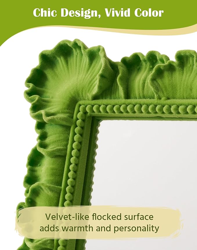 Gallery Wall Mirror for for Women Mom Best Friend Housewarming New Apartment Dorm Decor, 9.8x7.7 Framed Small Vanity Mirror for Dresser Nighstand Side Table Wall Decor (Lawn Green)