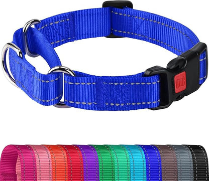 Joytale Martingale Collar for Dogs, Reflective Heavy Duty for Safety, Quick Release Buckle, Adjustable Nylon Collars for Large Dogs Walking Training, Navy Blue,L