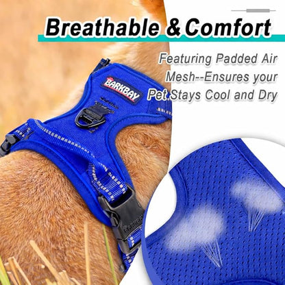 BARKBAY Dog Harness No Pull Mesh for Small Dogs - Adjustable, Reflective, Comfortable, No Choke, Heavy-Duty - Perfect for Outdoor Training, Walking, and Hiking-Strong&Durable- S & Sapphire Blue Mesh